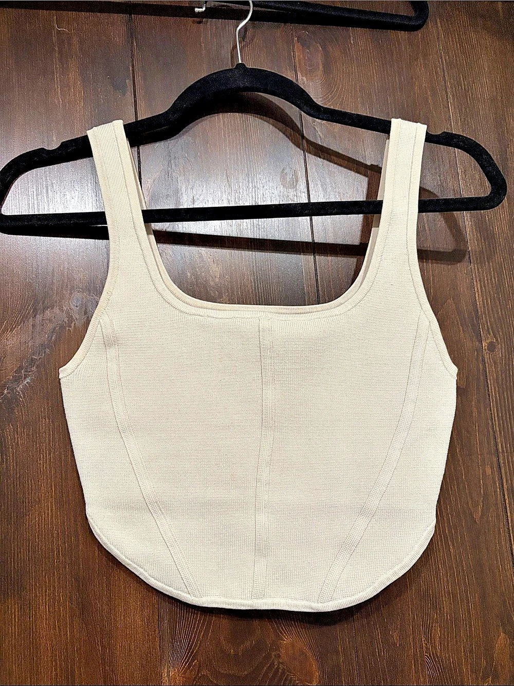 Babaton Sculpt Knit Squareneck Tank Cream Small